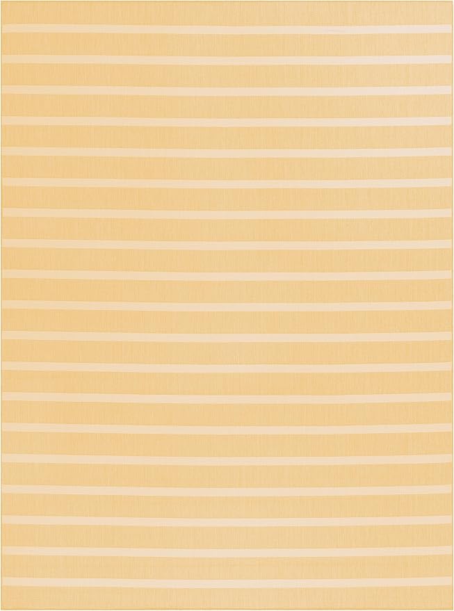 Nourison Home Positano Indoor/Outdoor Yellow Ivory 8' x 10' Area Rug, Easy Cleaning, Non Shedding, Bed Room, Living Room, Dining Room, Backyard, Deck, Patio (8x10)