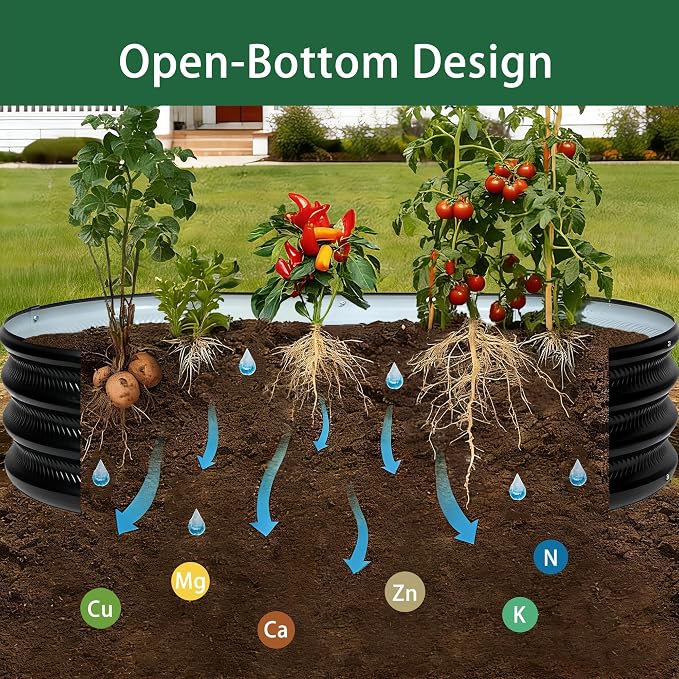 6×3×1 ft Black Metal Galvanized Raised Garden Bed, Easy Assembly Outdoor Garden Planter for Gardening Fruit, Vegetables, Flowers & Herbs