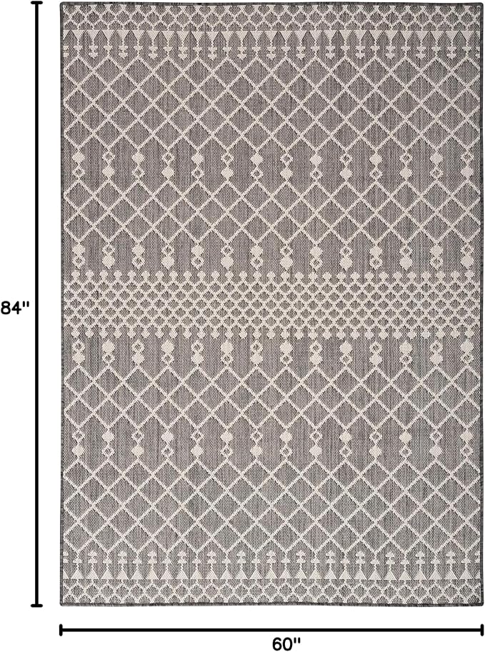 Nourison Home Positano Charcoal 5' x 7' Area Rug - Easy Clean, Non Shedding, Bed Room, Living Room, Dining Room, Kitchen (5' x 7')