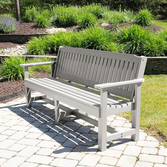 Sequoia Professional Commercial Grade Exeter Garden Bench, 6ft, Harbor Gray