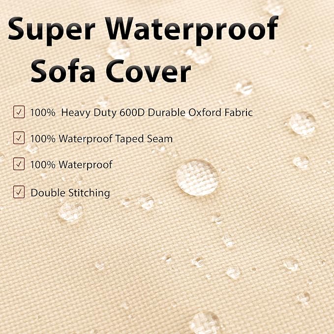 Outdoor Sectional Cover-L-Shaped Patio Furniture Covers Waterproof Rip-Stop Anti-UV 600D Heavy Duty Outdoor Couch Sofa Cover with 3 Air Vents, 110''L (85''L) 32''D 31''H