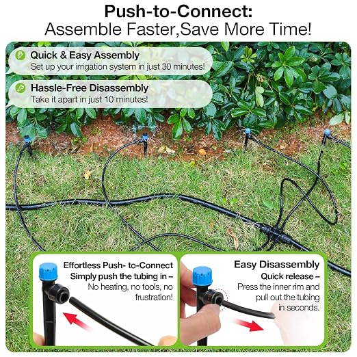 MIXC Quick Connector Drip Emitters for 1/4" Tubing, Adjustable Flow, 360° Fan-Shaped Sprayer (Drip Emitter Stream, 80 Packs)