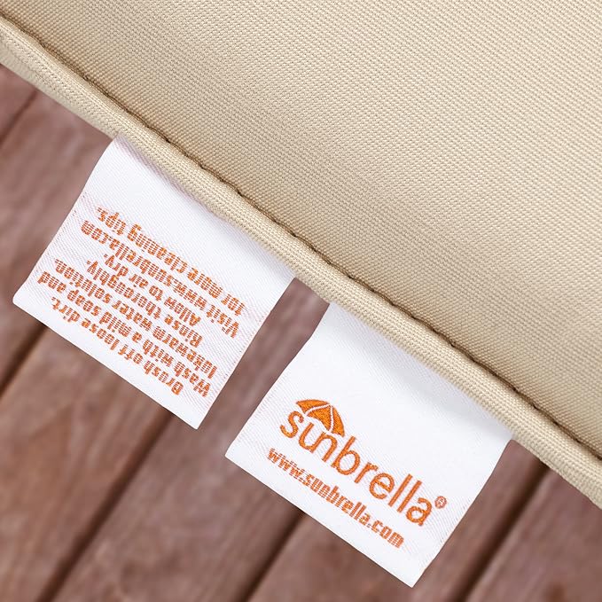 Sorra Home Sunbrella Bristol Square Chair Cushion (Set of 2) - Fade & Water Resistant, Outdoor & Indoor Patio Seat Cushion with Plush Foam - Cabana Classic (20" x 20" x 2.5")