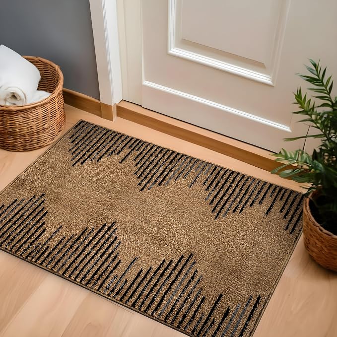 Rugshop Bohemian Stripe Stain Resistant High Traffic Area Rug Jute 2' x 3' | Rectangular, Size 2' x 3', Living Room, Bedroom, Dining Room, Home Office, Kitchen, Entryway, Hallway, Nursery, Kids Room