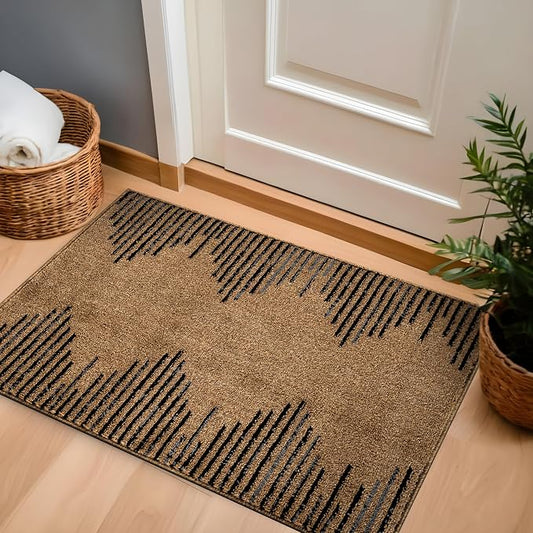 Rugshop Bohemian Stripe Stain Resistant High Traffic Area Rug Jute 2' x 3' | Rectangular, Size 2' x 3', Living Room, Bedroom, Dining Room, Home Office, Kitchen, Entryway, Hallway, Nursery, Kids Room