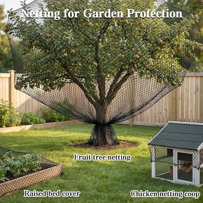 Bird Netting，7.5 x 100 FT Garden Netting Bird Net for Chicken Coop, Poultry Netting Fence for Fruit Trees, Plants and Vegetables Against Birds, Deer, Squirrels and Other Animals