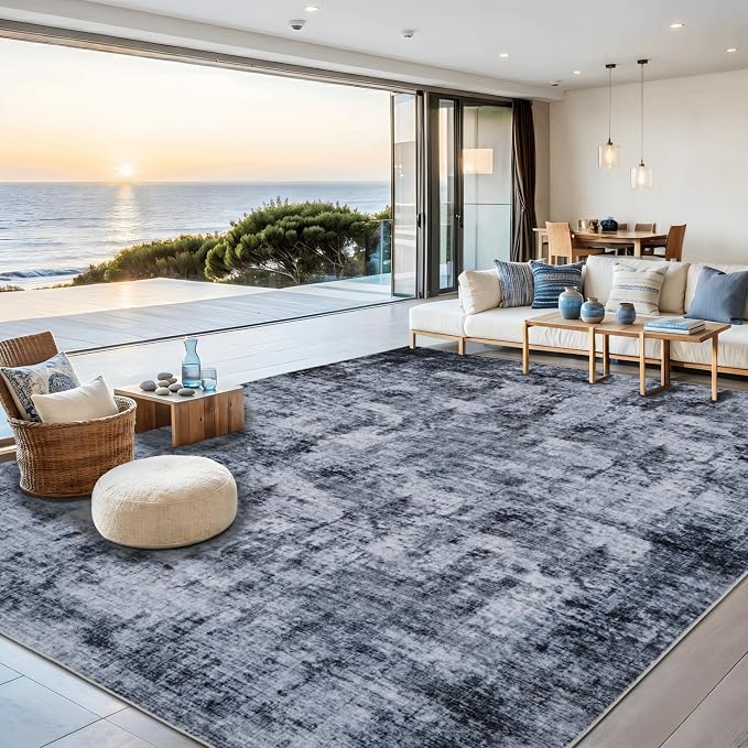 10x12 Area Rugs Washable Modern Abstract Living Room Bedroom Rug | Non Slip Soft Carpets Indoor Floor Stain Resistant Large Carpet for Bedroom Dining Room Farmhouse Nursery Home Office