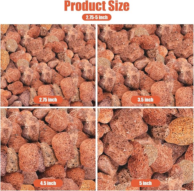 10 Pounds Red Lava Rocks for Fire Pits, Fireplaces, for Gas Log Sets, Gas Grills,Suitable for Both Indoor and Outdoor Applications (2.75"-5")