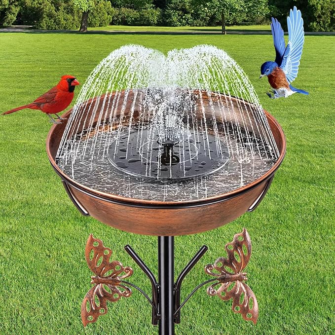 40In Metal Bird Bath for Outdoors,Removable 3" Deep 13" Dia Bowl Heavy-Duty Base,Standing Birdbath Feeder Rust-Proof Birdbaths for Garden Yard Patio Lawn Decor