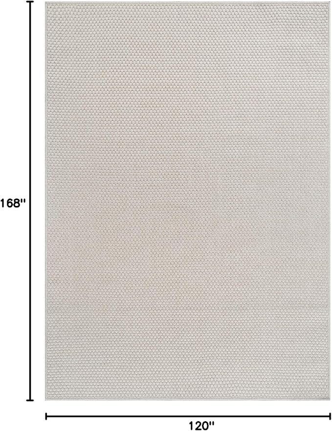 CAMILSON Easy Jute Rug 10x14 Indoor Outdoor Off-White Farmhouse Area Rugs for Living Room Patio and Kitchen Rug Solid Woven Design Easy-Cleaning Washable Outside Carpet Alfombras 10 x 14