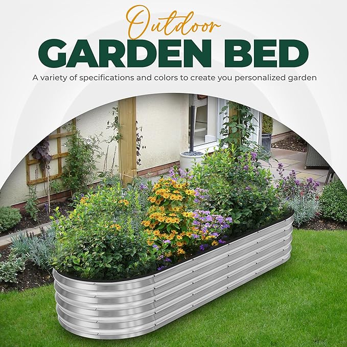 Utopia Home Galvanized Raised Garden Bed, 6x2x1 Ft Lightweight Planter Boxes Outdoor with Easy Assembly, Large Garden Bed for Vegetables, Fruits, Flowers, Silver