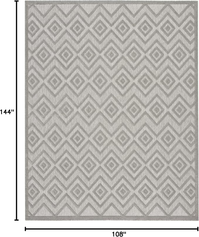Nourison Home Versatile Silver Grey 9' x 12' Area Rug - Easy Clean, Non Shedding, Bed Room, Living Room, Dining Room, Kitchen (9' x 12')