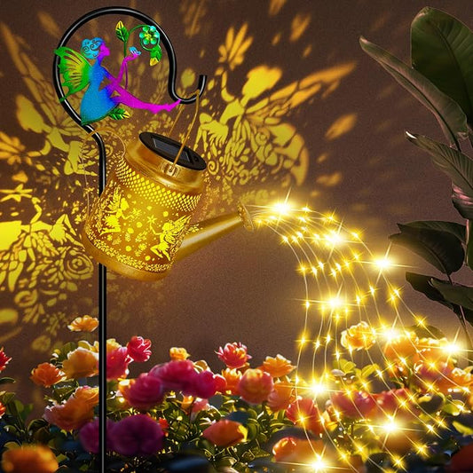 ostritec Solar Watering Can Lights Outdoor Garden Decor, Large Fairy Hanging Lantern with Shepherd Hook, Waterproof Garden Lights for Outdoor Yard, Gifts for Mom Grandma Mothers Day Gifts