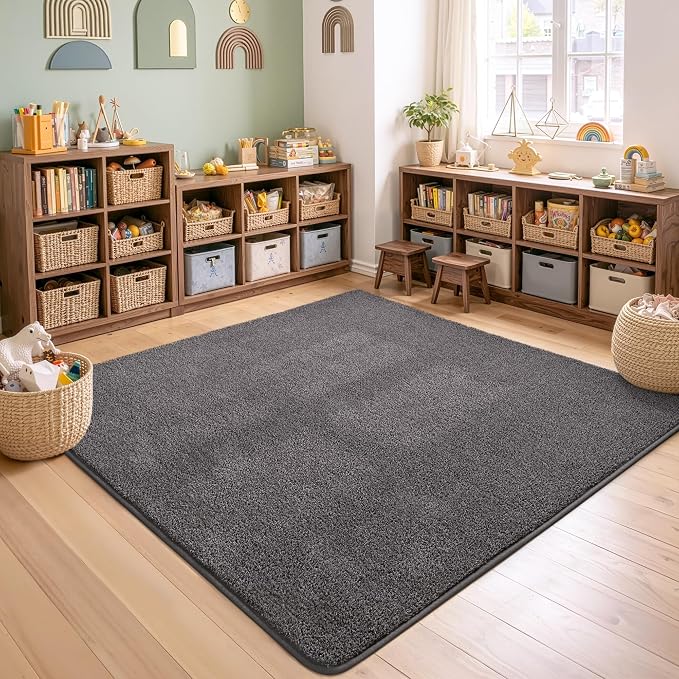 Keeko 5x5 Square Area Rugs for Living Room Bedroom,Soft Washable Carpet | Modern Indoor Memory Foam Entryway Rug Low Pile Minimalist Non Slip Rug for Kids Nursery Dorm Room Home Decor