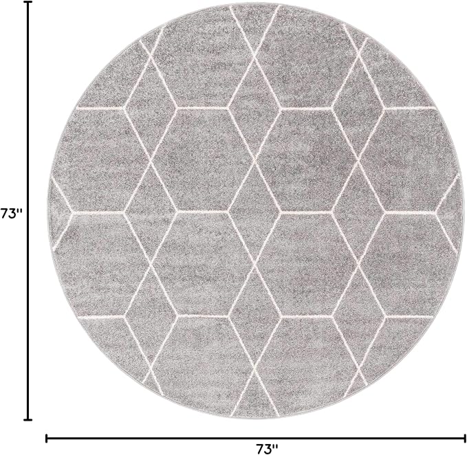 Unique Loom Trellis Frieze Collection Area Rug - Geometric (6' Round, Light Gray/ Ivory)