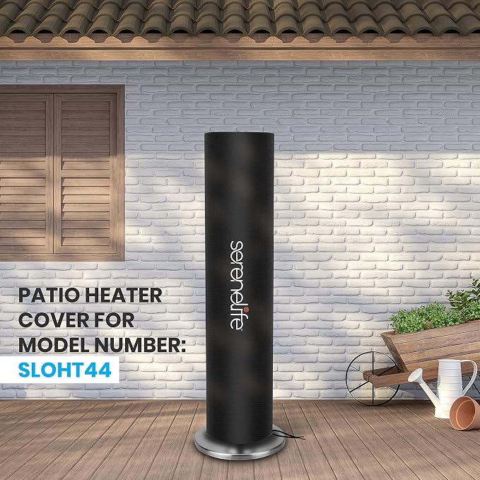 SereneLife Patio Heater Cover for SLOHT44 Infrared Outdoor Electric Space Heater, Heavy Duty Propane Heater Cover, Durable, Tearproof Waterproof Dustproof, Wind/Sunlight/Snow Resistant