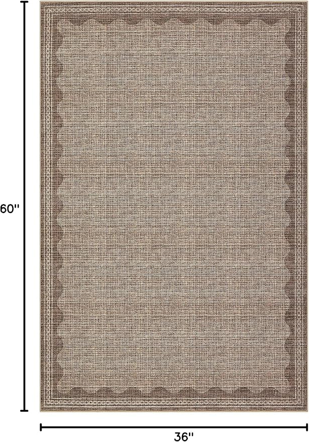 GarveeHome Scalloped Washable Rug 3x5 Non-Slip Low-Pile Indoor Rugs for Entryway Solid Coffee Modern Minimalism Carpet for Bedroom Living Room Kitchen Bathroom Door Mat