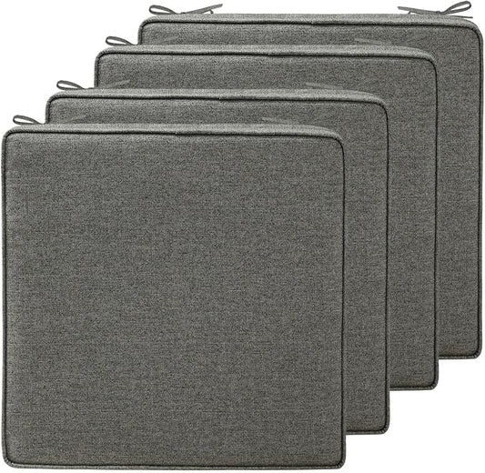 19 x 19 Inch Sunbrella Outdoor Chair Cushions with Tie Straps, Set of 4 Thick Water Repellent Square Patio Chair Pads for Garden Lawn Patio Furniture, Demo Graphite