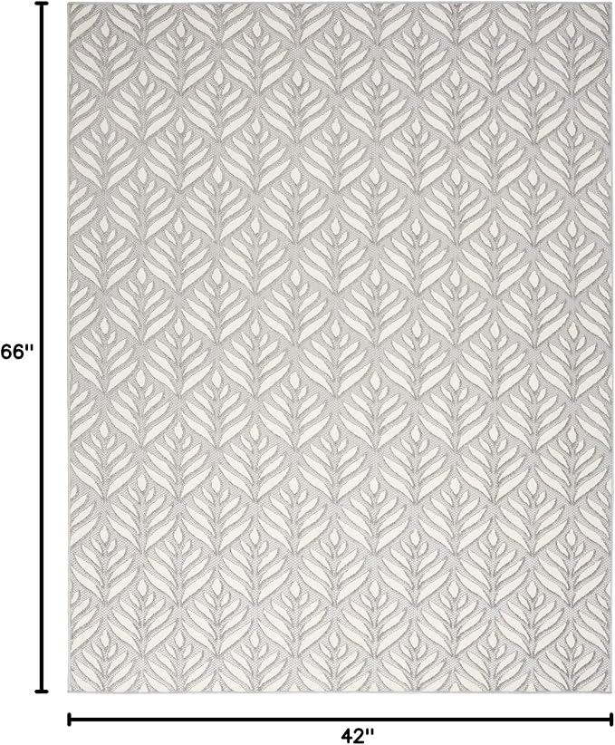 Nourison Home Aloha Grey 3'6" x 5'6" Area Rug - Easy Clean, Non Shedding, Bed Room, Living Room, Dining Room, Kitchen (4' x 6')