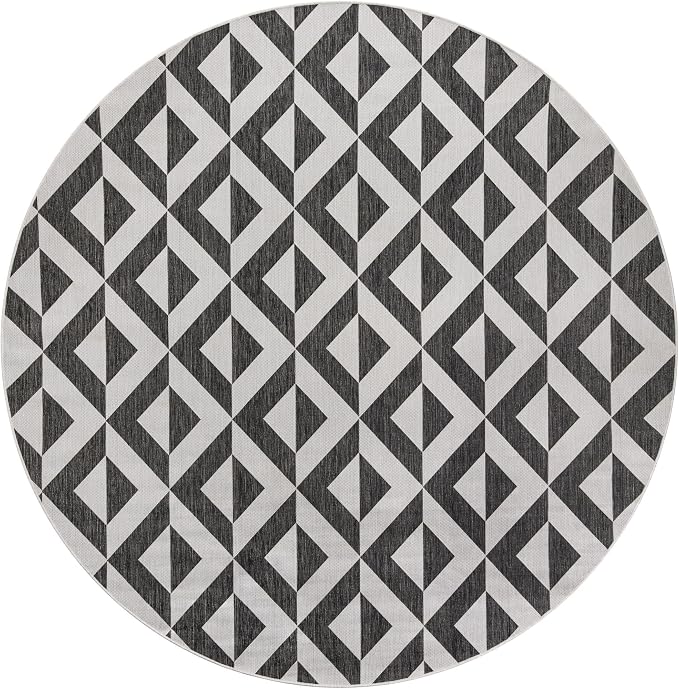 Jill Zarin Jill Zarin Outdoor Collection Area Rug - Napa (10' Round Charcoal Gray/Ivory)