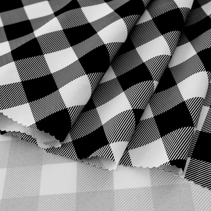 Waterproof Plaid Tablecloth Fabric - Round 120 Inch Classic Gingham Checker Table Cloth for Indoor/Outdoor Use - Buffalo Table Cover for Picnics, BBQs, and Parties