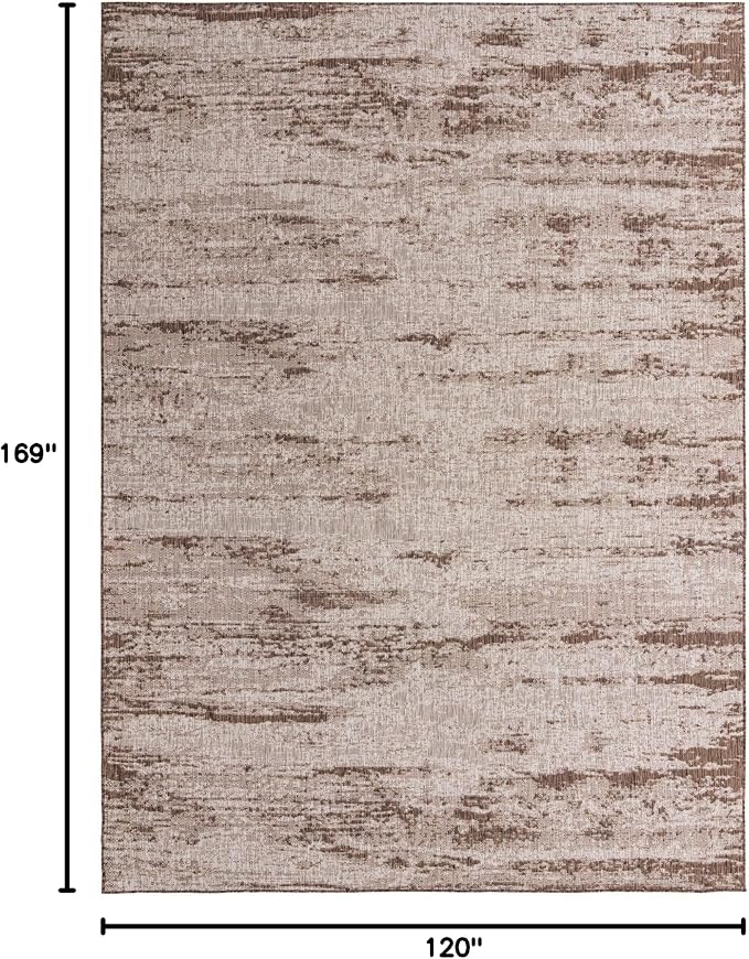 Unique Loom Outdoor Modern Collection Area Rug - Cartago (10' x 14' 1" Rectangle, Brown/ Ivory)