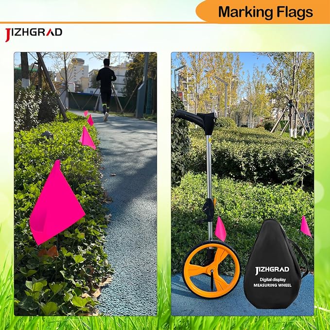 100Pack Pink Marking Flags, JIZHGRAD 16x4x5 Inch Marker Flags Use for Yard & Lawn, Boundary & Dog Training, Survey & Landscape, Sprinkler & Surveyor, Garden & Construction, High Visibility, Sturdy, Versatile, UV & Weather Resistant