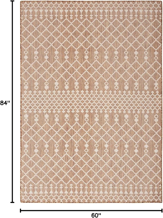 Nourison Home Positano Jute 5' x 7' Area Rug - Easy Clean, Non Shedding, Bed Room, Living Room, Dining Room, Kitchen (5' x 7')