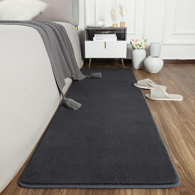 AROGAN 2x8 Runner Rug for Hallway, Long Runner Rugs Non Slip, Dark Grey | Soft Washable Memory Foam Carpet for Bedroom, Non Slip Backing Runners Rug for Hallways, Kitchen, Bathroom, Entryway Home