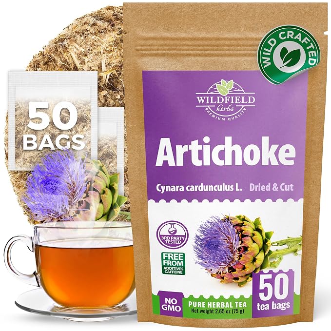 50 Bags Alcachofa Artichoke Leaf Dried Artichokes Blend Herb Tea (Cynara Cardunculus) - 50 Count 1.5g Tea Bags Herbal Hojas De Alcachofa Seca