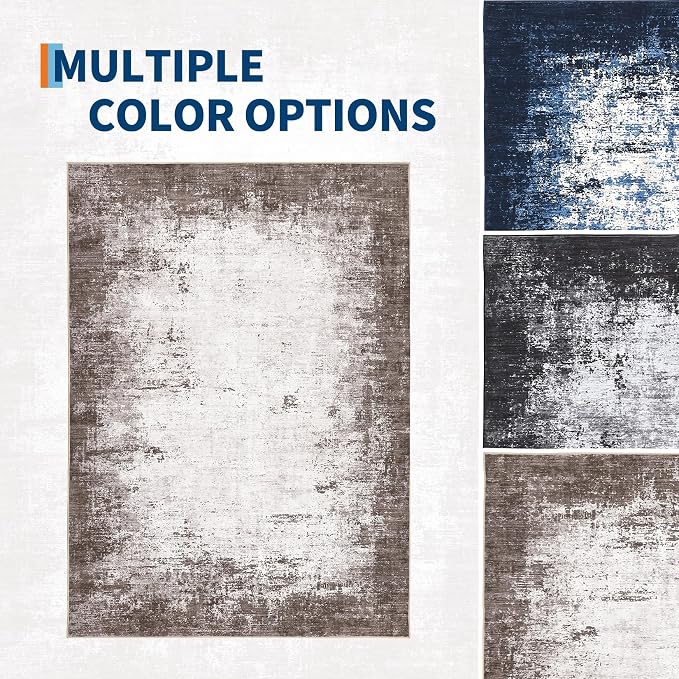 GarveeHome Abstract Area Rugs 5x7 Ultra-Soft Modern Indoor Carpet Brown | Non-Slip Backing, Stain-Resistant Low Pile Floor Cover, Colorful Indoor Mat, Bedroom, Kitchen, Laundry