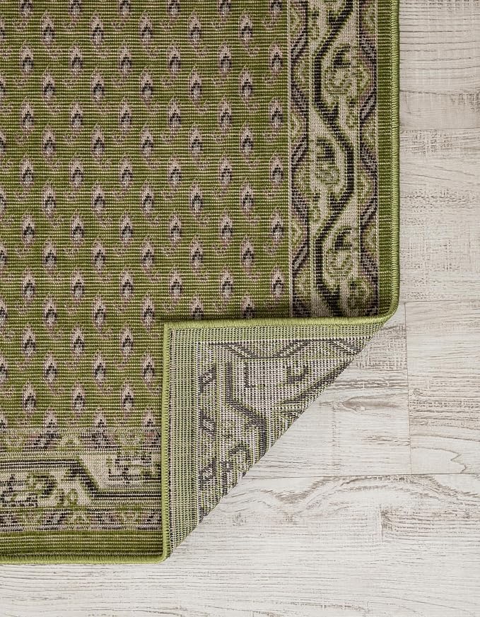 Unique Loom Williamsburg Collection Traditional Border with Dotted Center Area Rug, Rectangular 5' 1" x 8' 0", Green/Beige