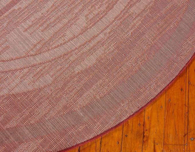 Unique Loom Autumn Collection Modern Contemporary Casual Abstract Area Rug (Terracotta/ Burgundy Border, 3 ft 3 in Round)