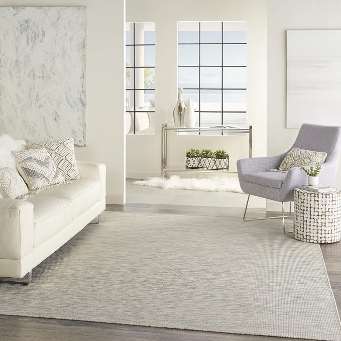 Nourison Home Positano Light Grey 4' x 6' Area Rug - Easy Clean, Non Shedding, Bed Room, Living Room, Dining Room, Kitchen (4' x 6')
