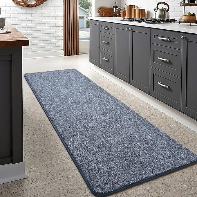 Keeko 2x6 Area Rugs for Living Room,Soft Washable Memory Foam Bedroom Rug | Indoor Throw Rug Low Pile Minimalist Non Slip Carpet for Kids Nursery Classroom Dorm Room Home Decor Blue and White