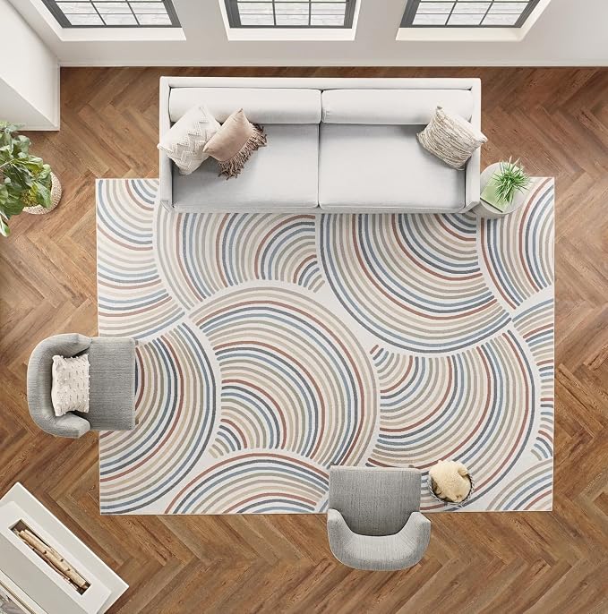 Nourison Home Astra Machine Washable Ivory Multicolor 10' x 14' Area Rug - Easy Clean, Non Shedding, Bed Room, Living Room, Dining Room, Kitchen (10' x 14')