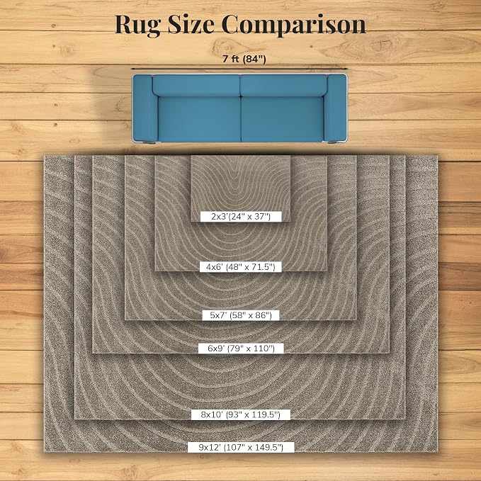 LUXE WEAVERS Modern Geometric Wave Taupe 6x9 Area Rug