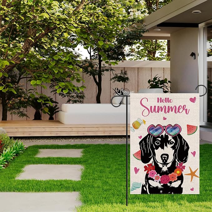 Seasonal Garden Flags Dachshund Double Sided Flags Set of 11 Holiday Farmhouse Indoor Outdoor Yard Lawn Christmas Gifts Decorations 12.5x18 Inch