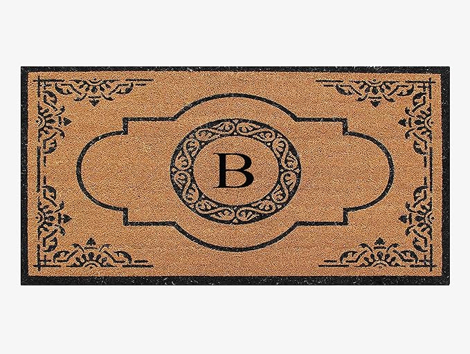 A1HC Natural Coir Monogrammed Doormat, Heavy Duty Anti-Shedding Front Door Mat, Personalized Welcome Mat for Outside, Porch, Entrance, Easy Clean Entryway Door Mat - 36" x 72"