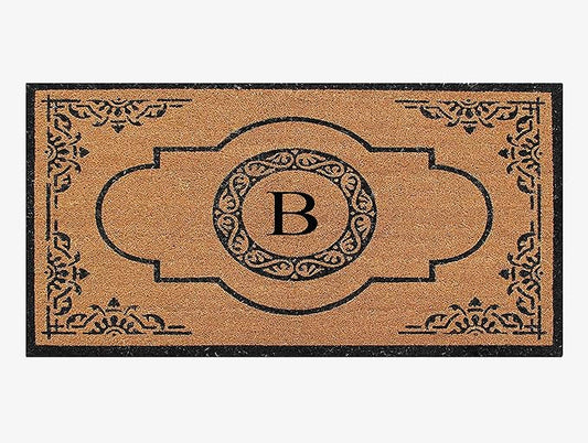 A1HC Natural Coir Monogrammed Doormat, Heavy Duty Anti-Shedding Front Door Mat, Personalized Welcome Mat for Outside, Porch, Entrance, Easy Clean Entryway Door Mat - 36" x 72"