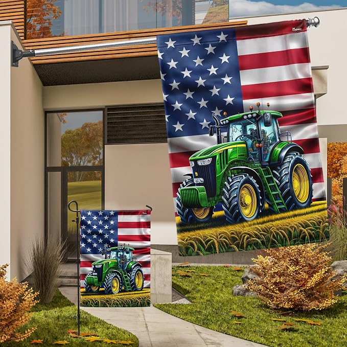 FLAGWIX Tractor Garden Flags - Garden Flags for Outside 11.5" x 17.5" - Fall Gifts for Women Men, Fall Decorations for Home, Thanksgiving Gifts for Farmers, Thanksgiving Garden Farm Decor