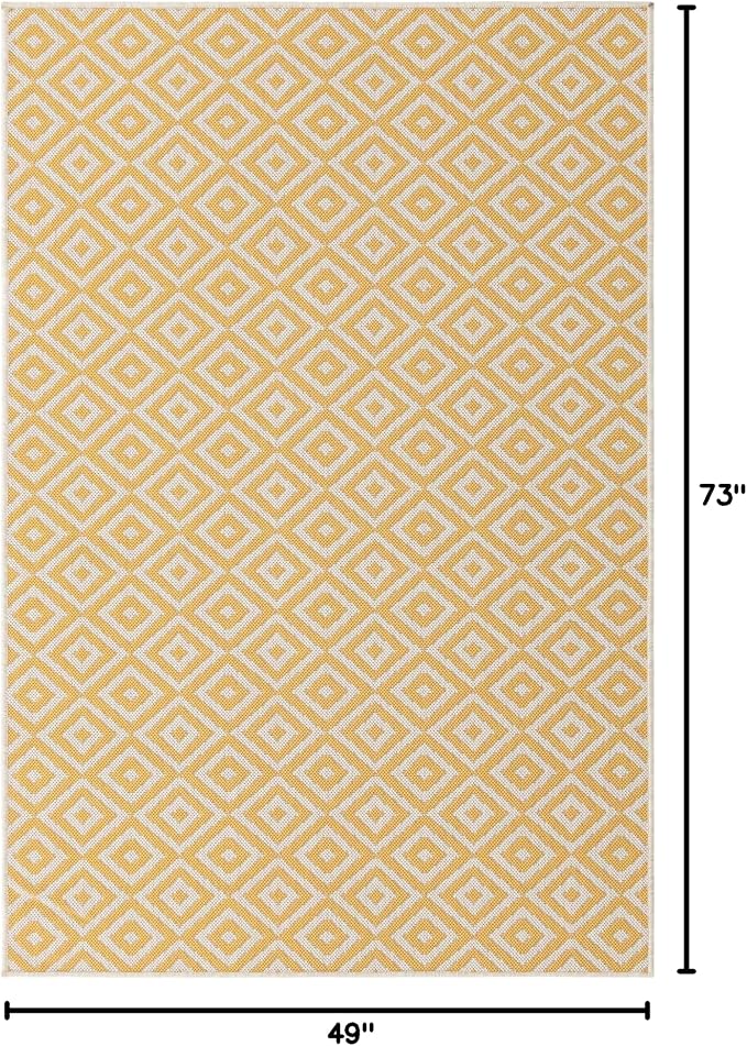Unique Loom Outdoor Collection Area Rug - Costa Rica (4' 1' x 6' 1' Rectangle, Yellow Ivory/ Ivory)