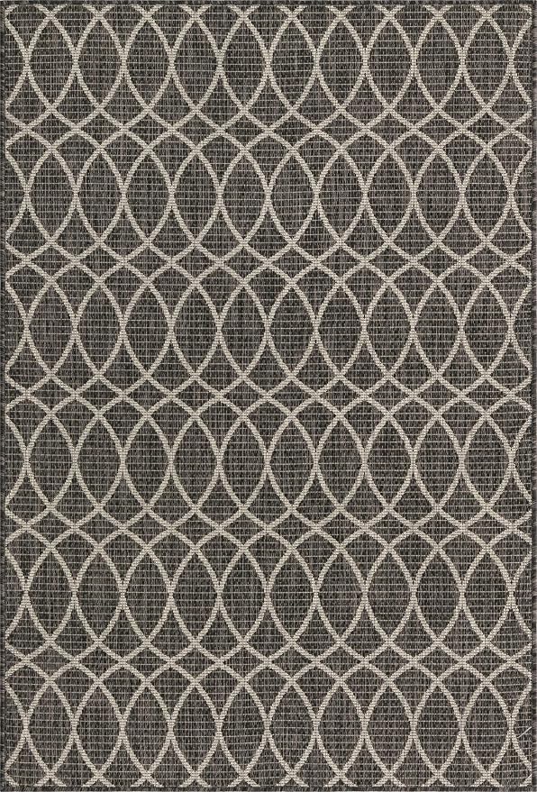 Unique Loom Outdoor Trellis Collection Area Rug - Gitter (4' 1" x 6' 1" Rectangle, Charcoal/ Ivory)