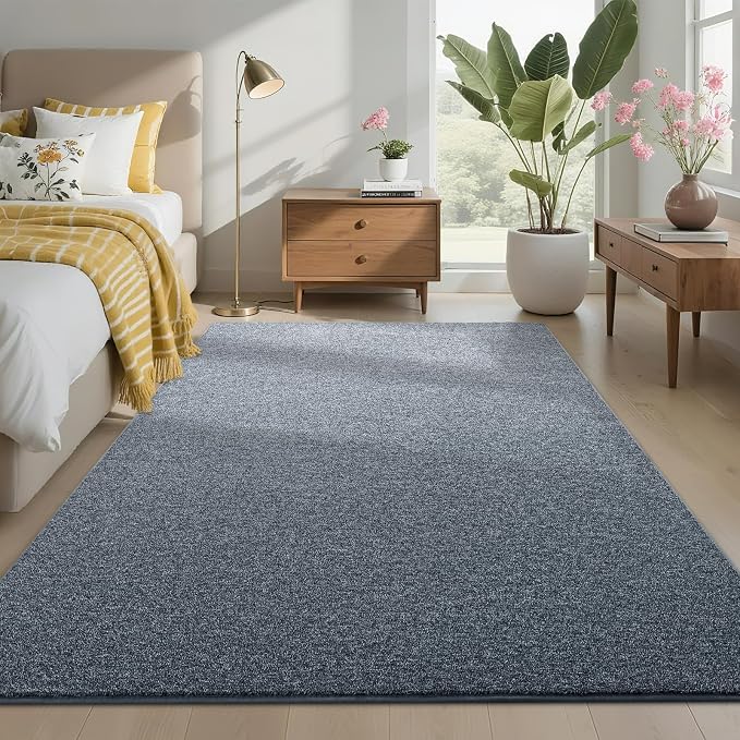 4x6 Blue Area Rug | Washable Memory Foam, Low Pile Non Slip Indoor Carpet for Living Room Bedroom Office Classroom College Dorm Room Home Decor