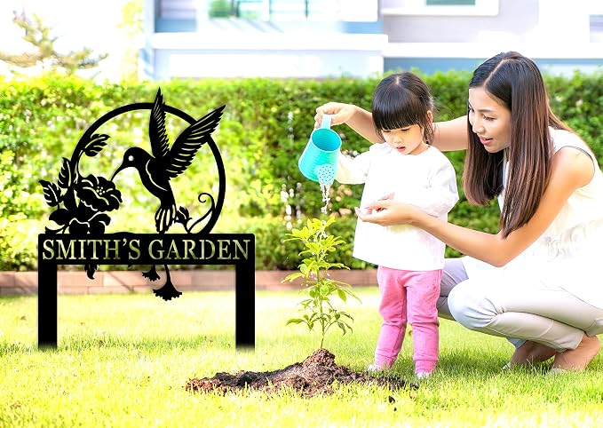 Personalized Hummingbird Metal Sign with Stake, Metal Sign, Signs Decorative Outdoor, Custom Garden Sign