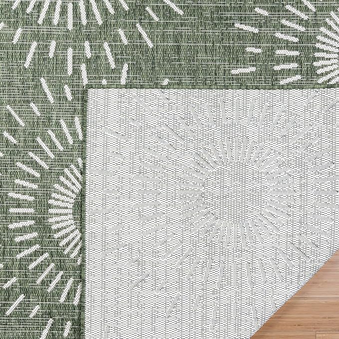 Gertmenian Indoor/Outdoor Flatweave Area Rug - 6x9 Medium, Stain & UV Resistant, Ideal for High Traffic Areas in Deck, Patio, Mudroom - Geometric, Green, 32457