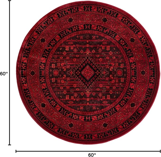 Unique Loom Tekke Collection Area Rug - Sheibani (5' Round, Red/ Black)