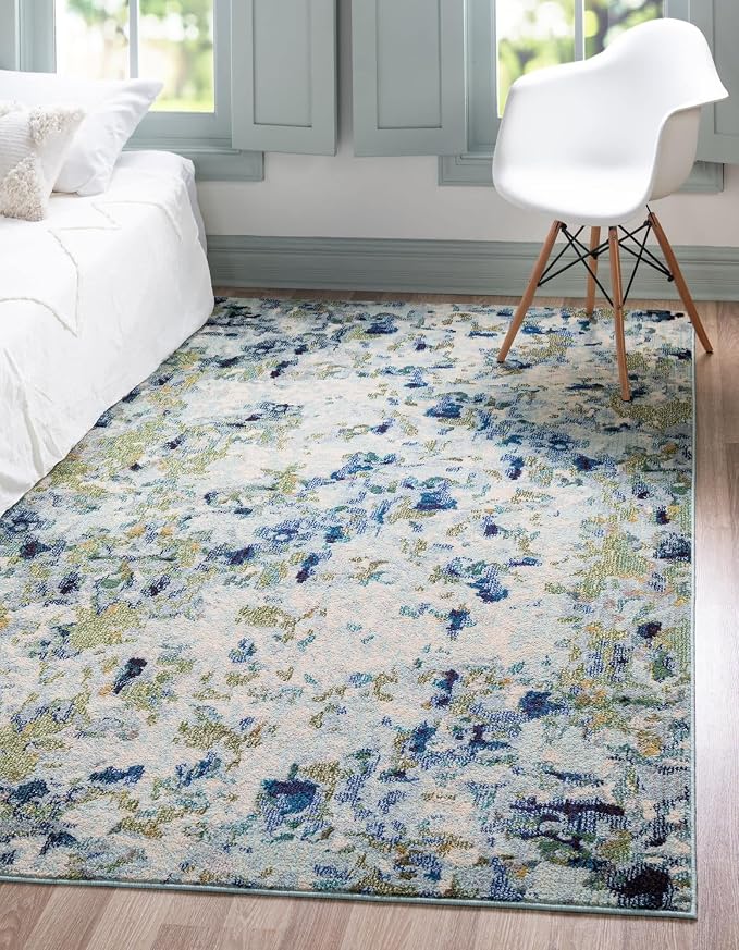Unique Loom Chromatic Collection Area Rug - Champagne (10' 6" x 16' 5" Rectangle, Light Blue/ Blue)