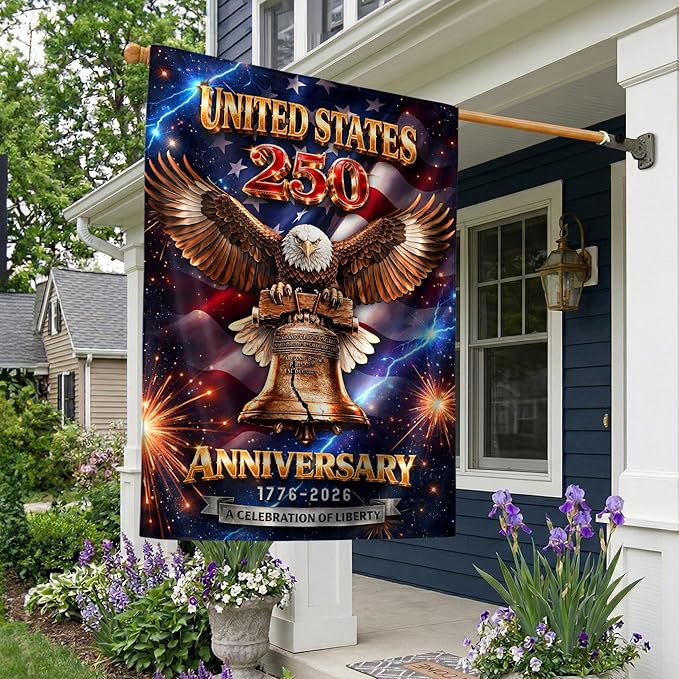 250th Anniversary Patriotic Design, 250 Anniversary Usa Flag, 1776-2026 Commemorative, Front And Back Print, Garden Flags For Outside 3 (30x40 Inch)