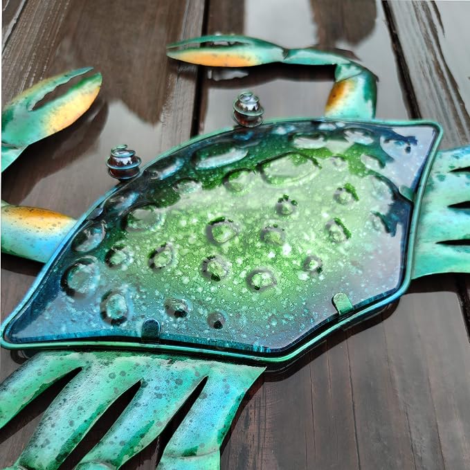 JOYBee 3Pcs 18inch 13inch 9inch Large Coastal Ocean Metal Crab Wall Art Decor Family Set -Christmas Decorations-Decoration for Outdoor Indoor Bathroom Kitchen Garden Bedroom Patio